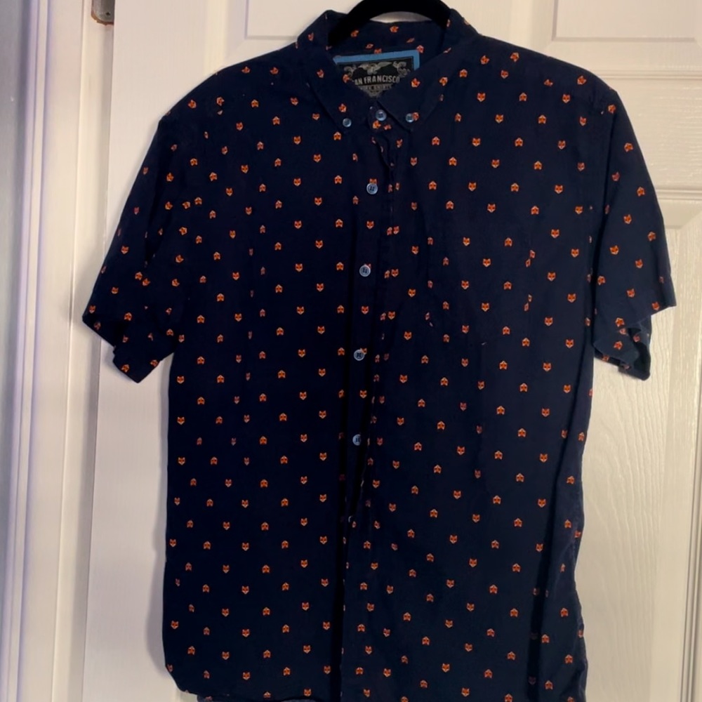 San Fransisco Work Shirts men’s short sleeve button down size Large fox print